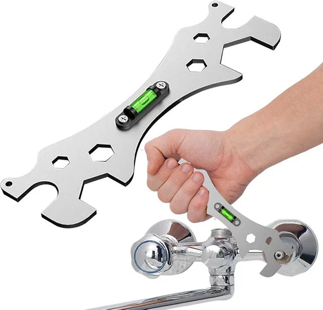 Universeller Multifunktionsschlüssel für Duscharmaturen und Badezimmerinstallationen in Silber - Bild 1