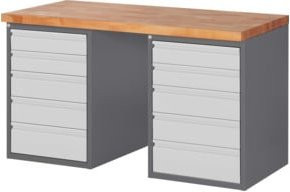 STIER Werkbank Premium in Grau mit 10 Schubladen, B/T/H: 150 x 70 x 89 cm - Bild 1