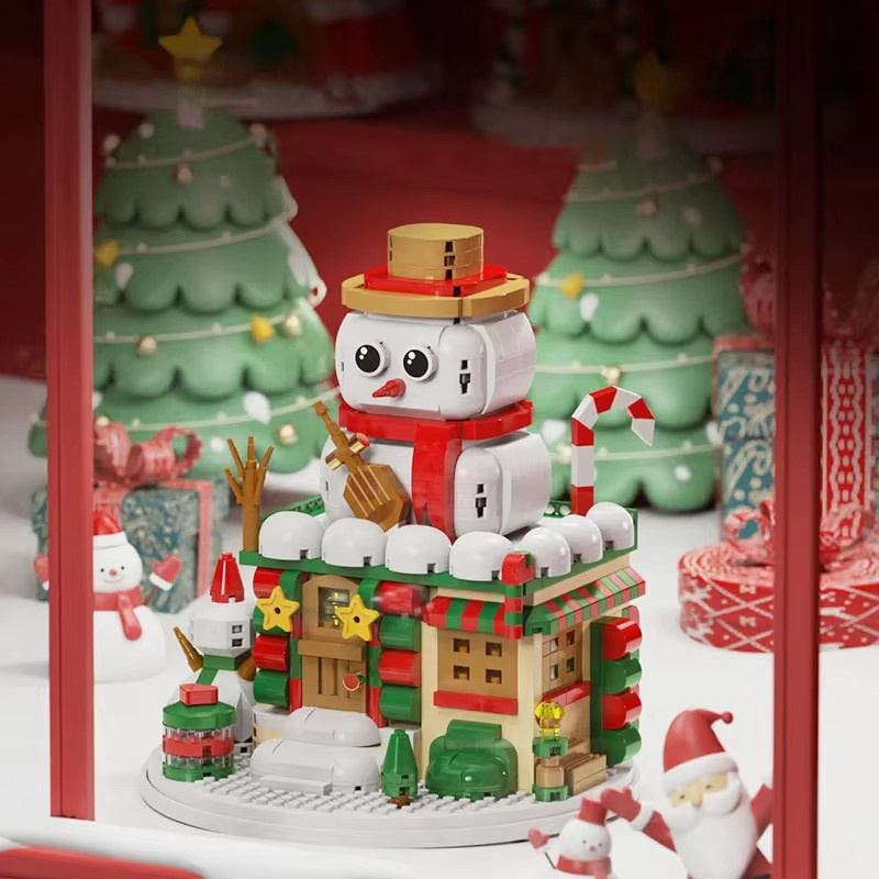 Kmoist Mini Bricks Winterdorf Figurenset mit Licht, Schneemann und Elch, Mehrfarbig - Bild 3