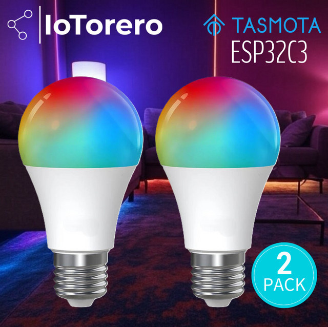 IoTorero 2er-Pack RGBCCT-LED-Glühbirnen mit 12 W, Tasmota MQTT und WiFi, kompatibel mit Home Assistant - Bild 1