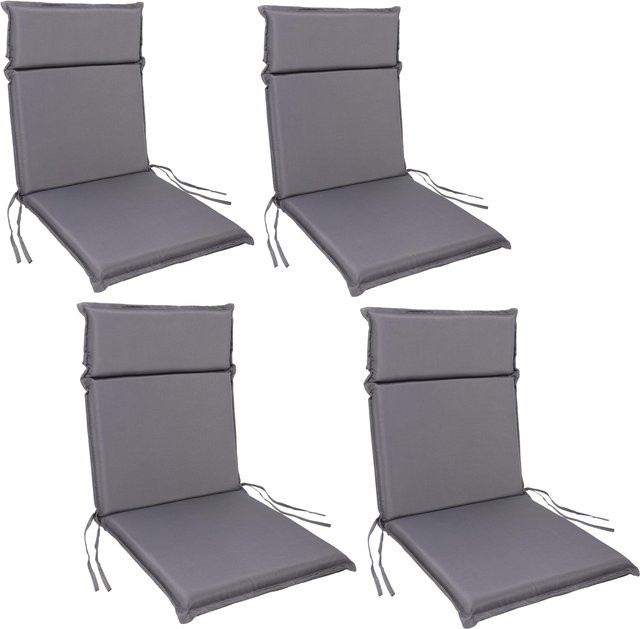 Albatros 4er Set Gartenstuhl Sitzauflagen Anthrazit, UV-beständige und wasserabweisende Sitzkissen mit Schaumstoff, Breite: 45 cm, Höhe: 99 cm - Bild 1