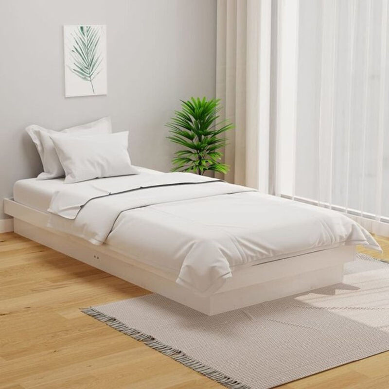 Massivholzbett Vidaxl aus Kiefer in Weiß im Landhausstil und minimalistischem Design, Breite: 90 cm, Länge: 200 cm - Bild 1