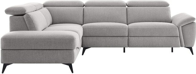 Vente-unique Relaxsofa Cadilo in Lichtgrau mit L-Form und elektrischer Sitzfunktion, Breite: 279 cm - Bild 1