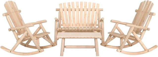vidaXL 4-tlg Garten-Lounge-Set aus Massivholz Fichte in Beige mit Sesseln und Couchtisch - Bild 1