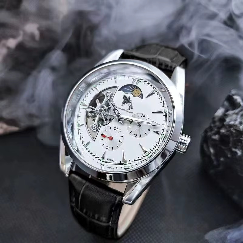 Duke of Lorraine Armbanduhr, Automatik, Leder, Weiß, Herren - Bild 3