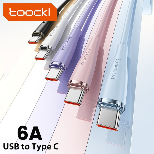 Toocki USB auf USB-C Schnellladekabel 100W 6A Typ-C Datenkabel Weiß - Bild 1