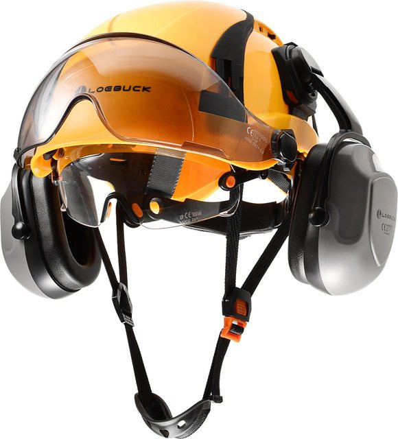 LOEBUCK Schutzhelm in Orange mit doppelter Sonnenblende und Gehörschutz (30 dB) nach EN 397 - Bild 1