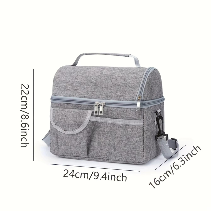 Isolierte Lunchbox-Tasche zum Transportieren von Muttermilch in Grau, B/T/H: 22,0 x 24,0 x 1,0 cm - Bild 2
