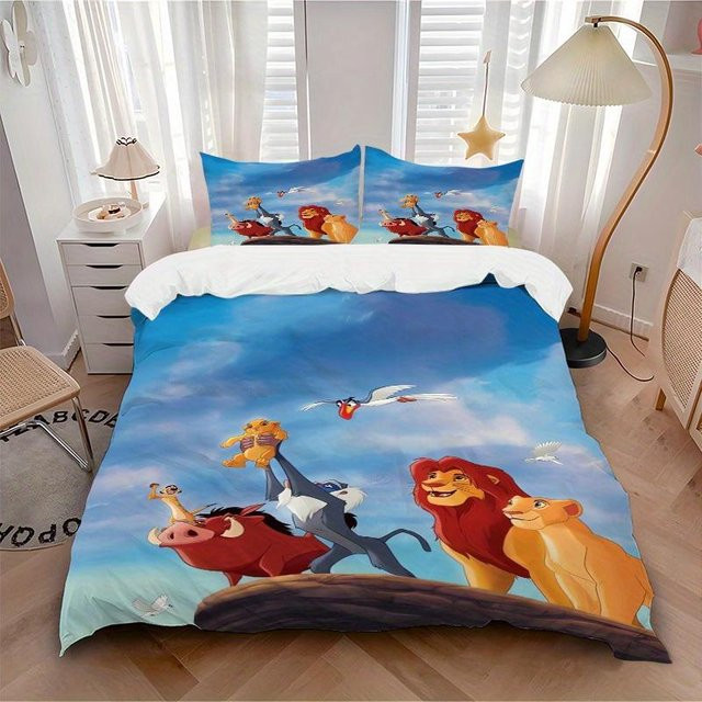 YglEight Bettwäsche-Set König der Löwen mit Simba und Timon, 3-teilig, Multicolor, Polyester, B/H: 135 x 200 cm - Bild 1