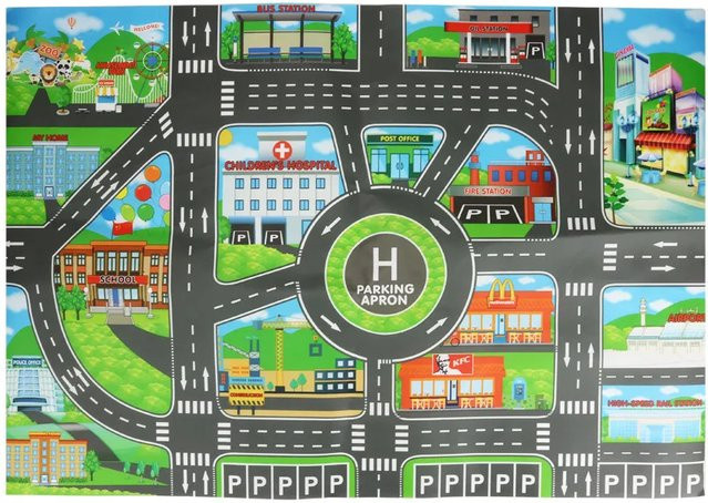 XDR Straßenmatte Verkehrsauto Karte, Spielmatte aus Kunststoff - Bild 1