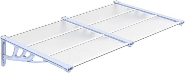 vidaXL Türvordach aus Polycarbonat und Aluminium in Grau und Transparent, B: 152,5 cm, H: 90 cm - Bild 1