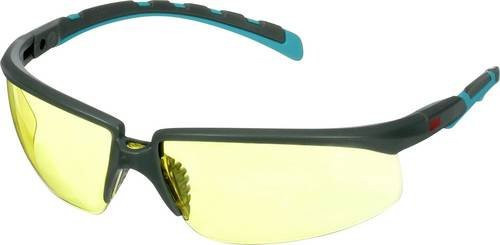 3M Schutzbrille S2003SGAF-BGR-EU mit gelber Scheibe und grau-türkisfarbenen Bügeln nach EN 166 und EN 170 - Bild 1