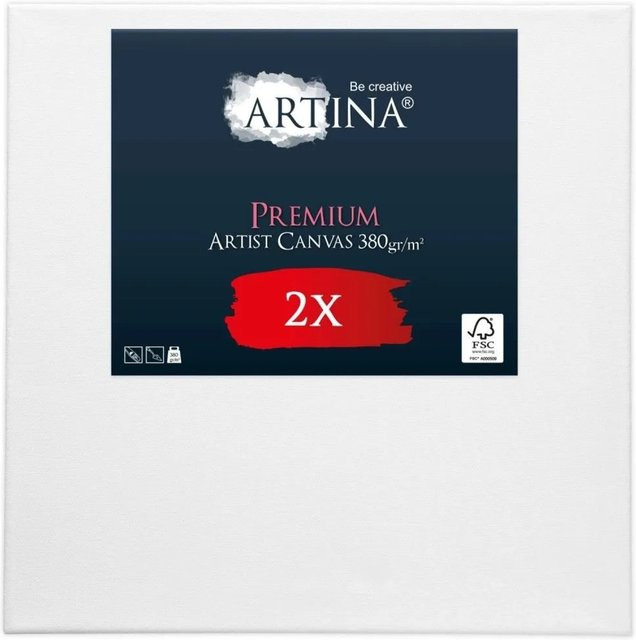 Artina Premium Keilrahmen aus FSC-Holz, 2er-Set, Farbe: Weiß, B/H: 60 x 60 cm - Bild 1