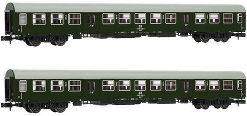 Arnold HN4369 N 2er-Set Nahverkehrswagen der DR in Dunkelgrün und Grau - Bild 1