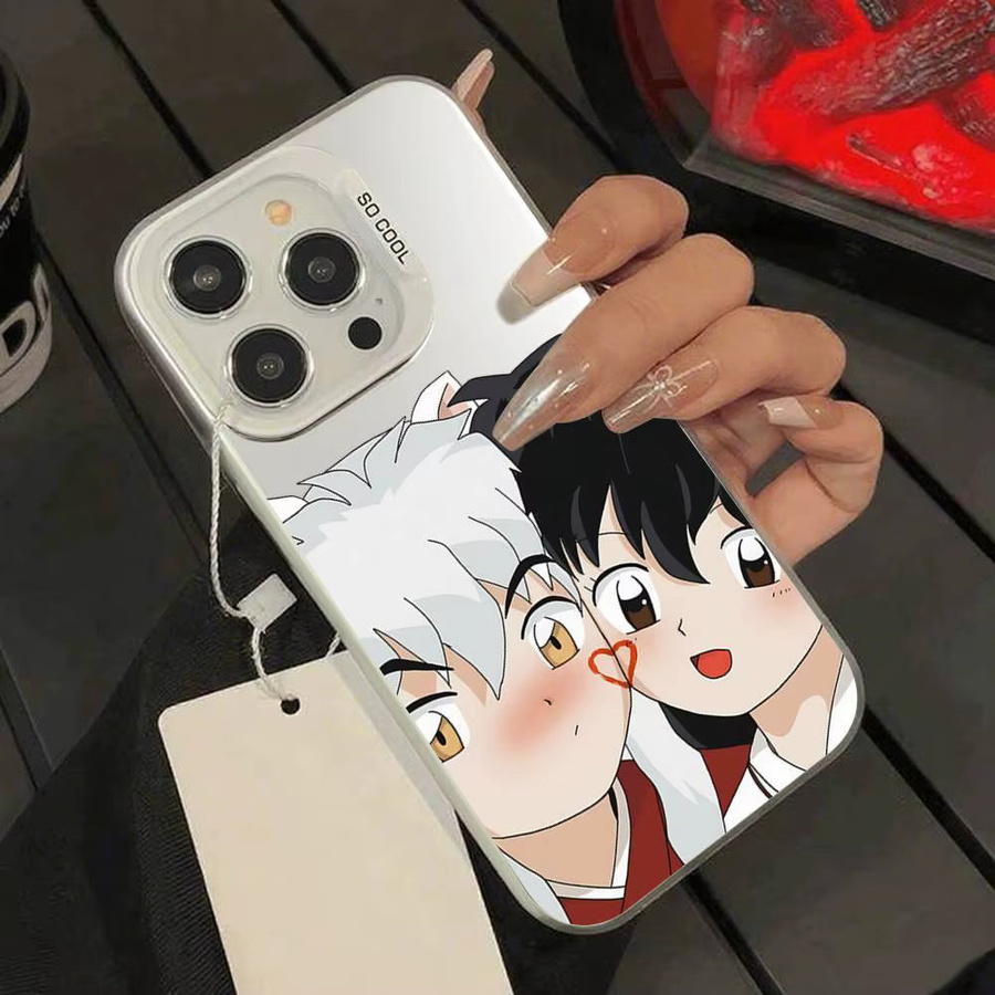 Mesuca Anime Inuyasha Handyhülle für iPhone 11 bis iPhone 17 Pro Max, Stoßfeste Schutzhülle mit galvanisierter Versilberung, Farbe: Multicolour/Silber - Bild 5