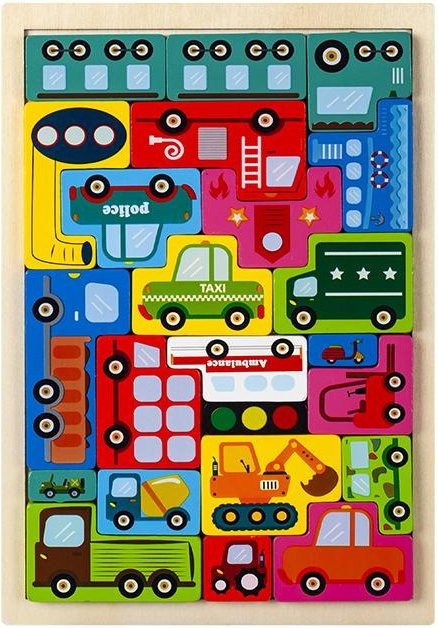 Bai Fen Bai Montessori Tierfiguren Transport Holzpuzzle, ab 3 Jahre - Bild 1