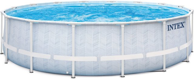 Intex Frame Pool Set Chevron mit Pumpe, Leiter, Abdeckung und Plane, Durchmesser: 488 cm, Höhe: 122 cm - Bild 1