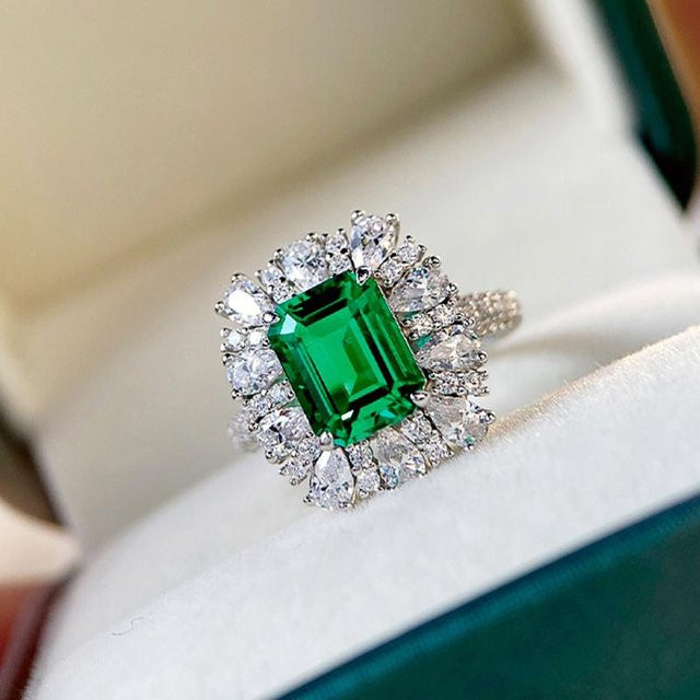 Yiran Jewelry Ring, Kupfer, Grüne Zirkonia, gray, Damen - Bild 1