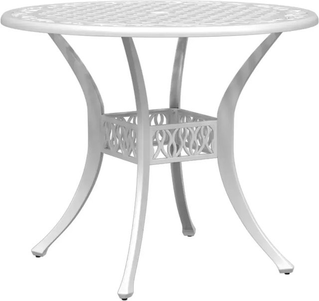 vidaXL Gartentisch aus Aluminiumguss in Weiß, Durchmesser: 90 cm, Höhe: 75 cm - Bild 1