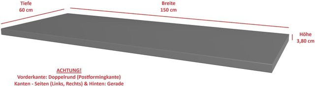 Küchenarbeitsplatte Nessa Scandi Old Style in Anthrazit matt, Breite: 150 cm, Tiefe: 60 cm, Höhe: 3,8 cm - Bild 1