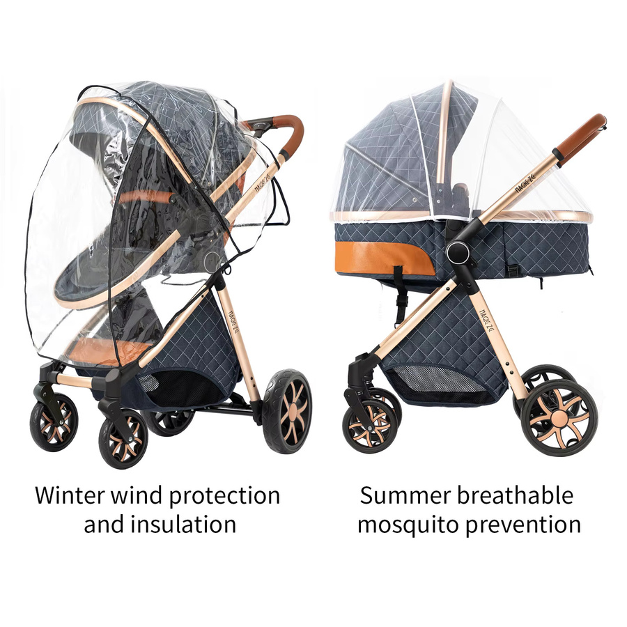3-in-1 Kombikinderwagen mit Babywanne in Weiß für Neugeborene - Bild 5