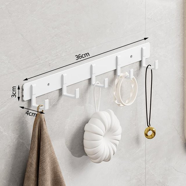 Yiran Furniture Wandhaken aus Aluminium in Weiß mit Klebebefestigung für Bad, Schlafzimmer und Küche - Bild 1