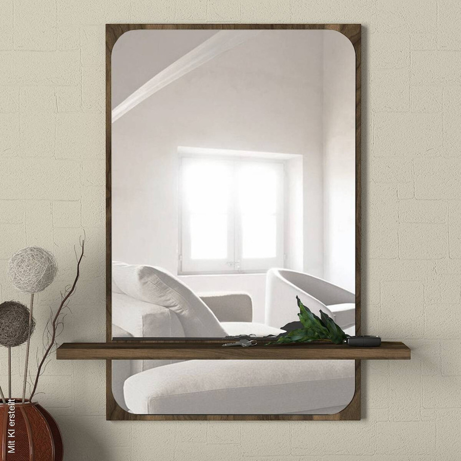 Wandspiegel Ekol in Walnuss-Nachbildung, Braun, B/H/T: 45 x 72 x 12 cm - Bild 2