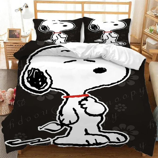 Snoopy 3-teiliges Mikrofaser Bettwäsche-Set mit Cartoon-Motiv in Weiß, Bettbezug und Kissenbezug, B/H: 90 x 200 cm - Bild 1