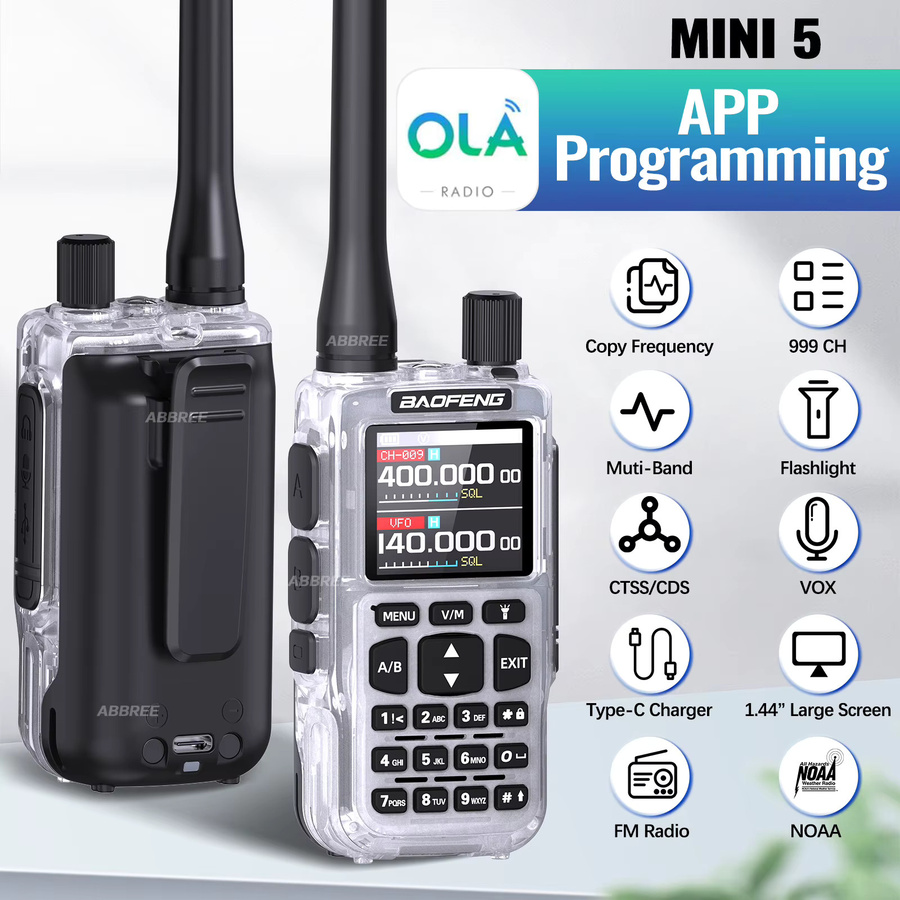 Baofeng Mini 5 Walkie-Talkie Upgrade 5R Bluetooth-Amateurfunkgerät in Grau mit Type-C und Frequenzkopie-Funktion - Bild 2