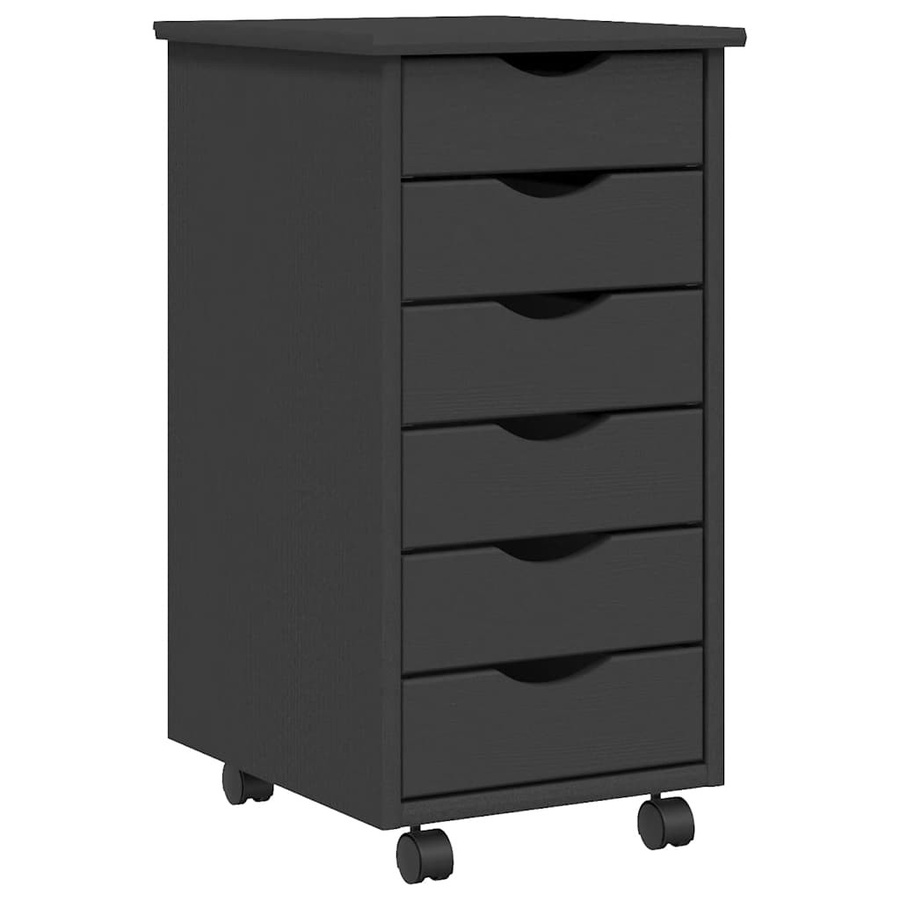 Vidaxl Rollschrank Moss aus Kiefer in Grau mit Schubladen und Rollen im rustikalen Design - Bild 2