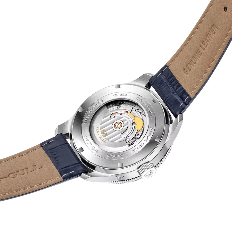 Seagull Armbanduhr, Automatik, Edelstahl, Blau, Leder, 42 mm, Herren - Bild 2