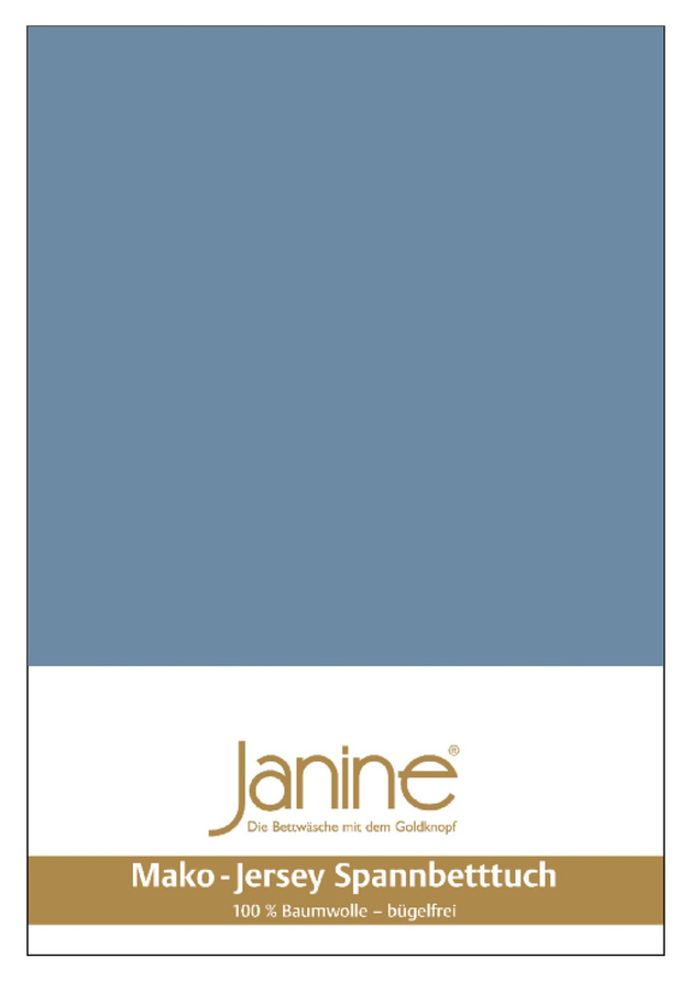 Janine Spannbetttuch aus Mako-Jersey aus 100% Baumwolle, Farbe: Denimblau, B: 140 cm, L: 200 cm - Bild 1