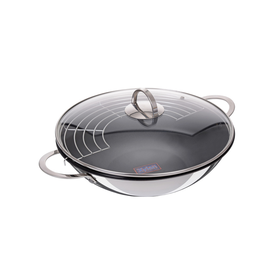 GRÄWE Wok-Set Pro-Line mit Beschichtung, Ø 32 cm, inkl. Glasdeckel und Ablagegitter - Bild 1
