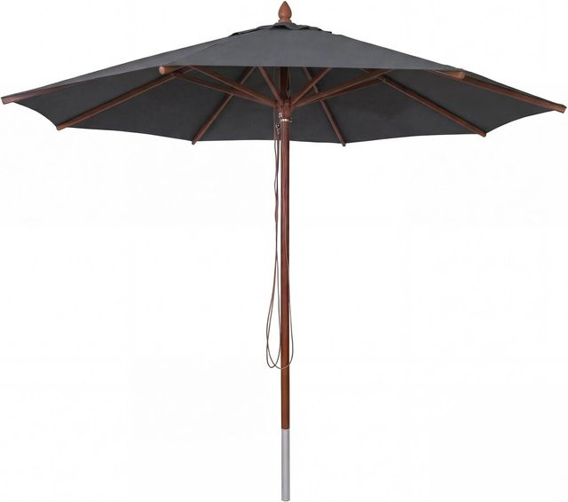 MCW Gastronomie Holz-Sonnenschirm C57b aus Meranti und Polyester in Anthrazit mit Seilzug und Ø 400 cm - Bild 2