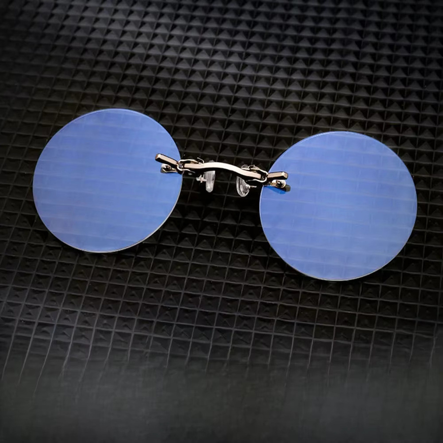 OYDCH Lesebrille, rund, randlos, Metall, blau, Unisex - Bild 1