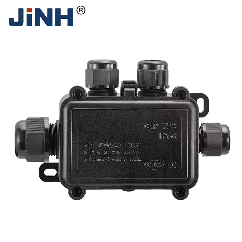 JINH CNP723 Wasserdichte Anschlussdose für den Außenbereich aus PC-Kunststoff, Schwarz, IP68 - Bild 4