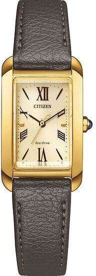 Citizen Armbanduhr, Quarz, Edelstahl, Gold, Leder, Damen - Bild 1