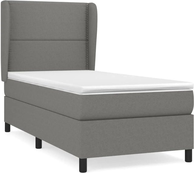 vidaXL Boxspringbett mit Matratze Hybrid-Design Dunkelgrau B/T/H: 90 x 200 cm - Bild 1