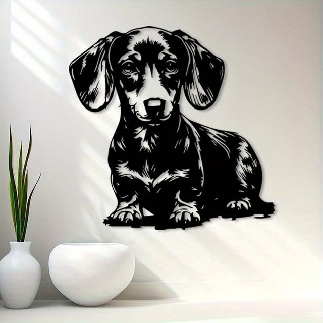 CIFBUY Vintage Dackel Metall-Wandkunst Hundeskulptur in Schwarz-Weiß - Bild 1