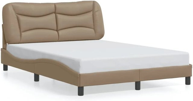 vidaXL Bettgestell Hvar in Cappuccino-Braun aus Kunstleder mit Maßen B: 140 cm, H: 218 cm, T: 145 cm - Bild 1