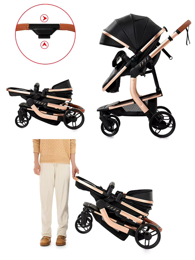 Prokoke 3-in-1 Baby-Kinderwagen Reisesystem mit Autositz und Liegebox in Grau und Schwarz - Bild 6