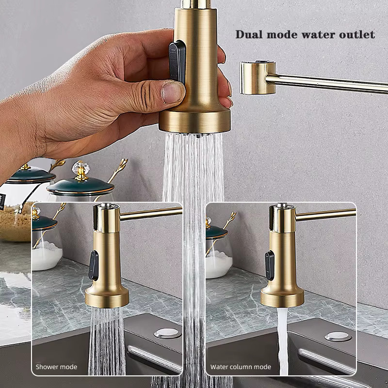ALENARTWATER Küchenarmatur mit herausziehbarer Brause und Sprühfunktion, Deckmontage, Mattschwarz, 360-Grad-Drehung für die Küchenspüle - Bild 1
