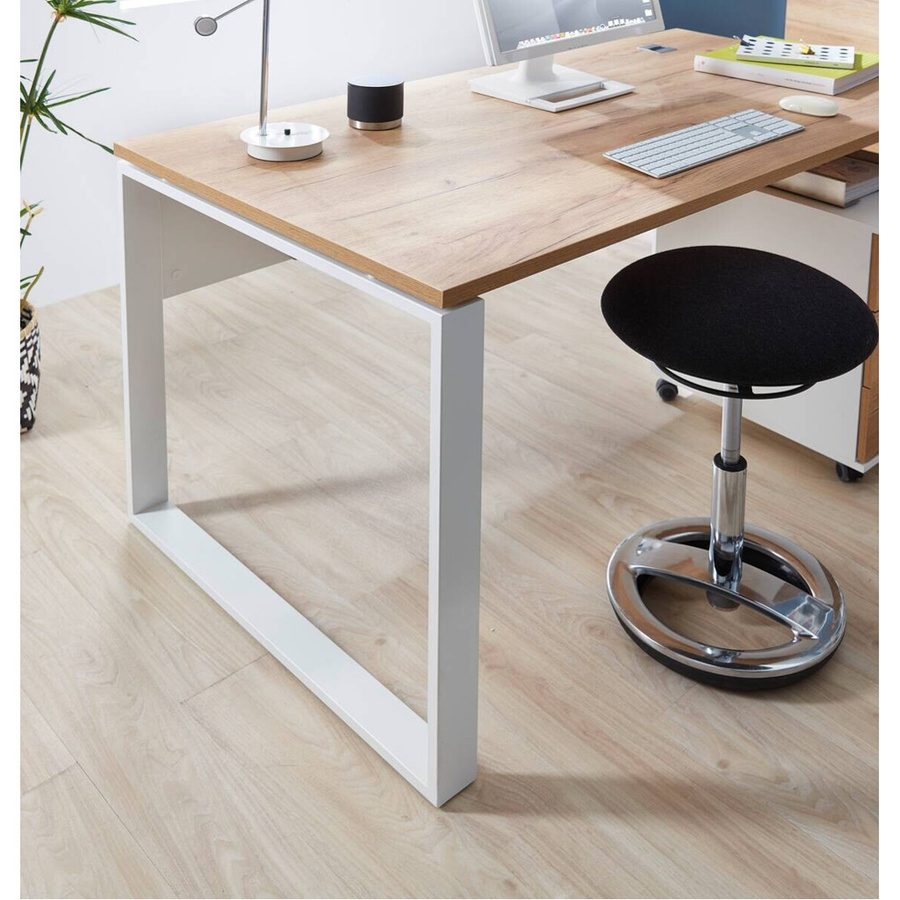Schreibtisch LIONI von Germania in Weiß und Eiche Nachbildung mit Kufengestell, B: 158 cm, H: 75 cm, T: 79 cm - Bild 2