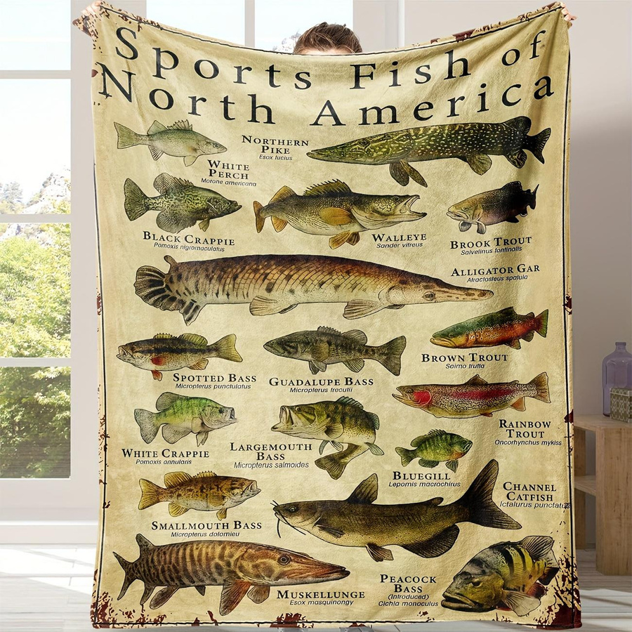 JMG Household Supplies Flanell Überwurfdecke mit Sportfisch-Print, weiche Nickerchen-Decke aus Polyester, Mehrfarbig, B/H: 75 x 100 cm - Bild 2