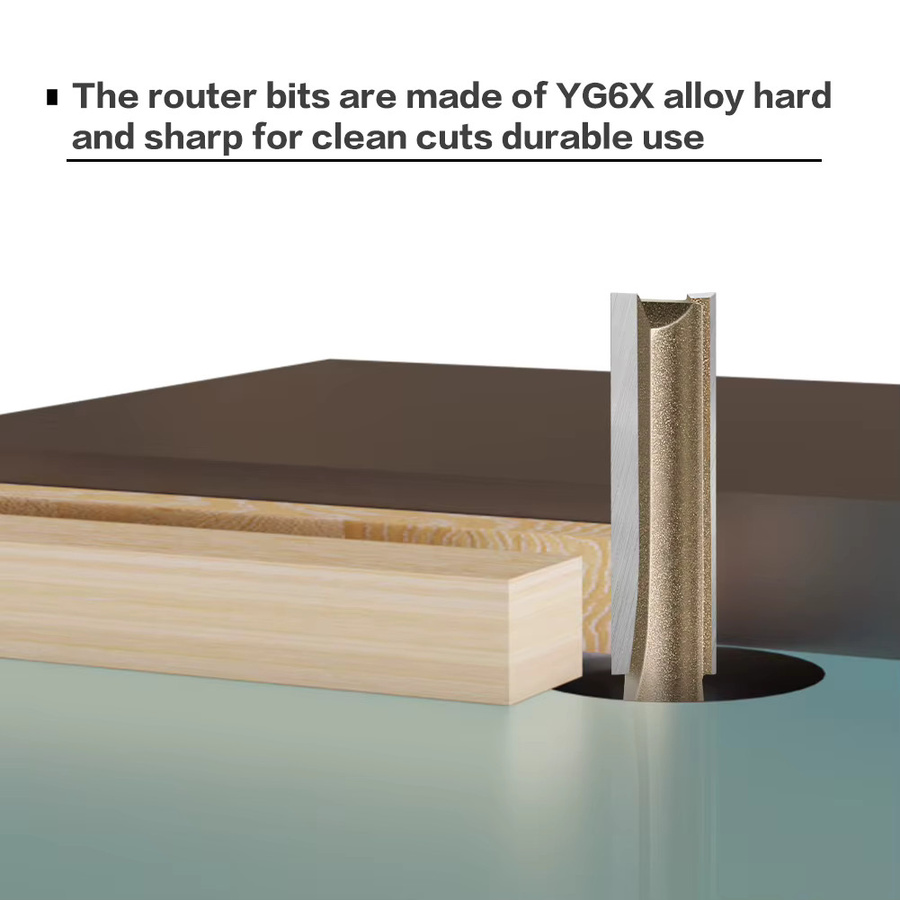 JGZUI CNC Flush Trim Router Bit mit 6mm Schaft, Gerade Doppelflöten-Fräser aus Wolframhartmetall, Farbe: Silber - Bild 3