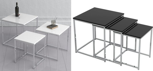 VCM 3-tlg. Set Couchtisch und Beistelltische Glisal aus Metall und MDF in schlichtem Design - Bild 1