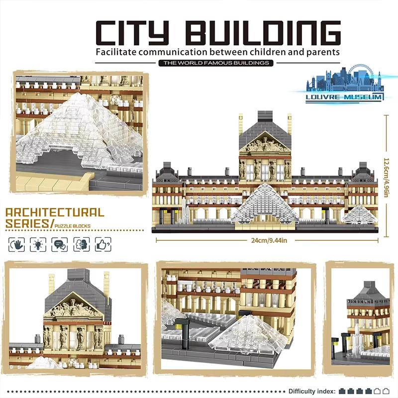 AMAZINGBLOKS Louvre-Modellbausatz, Architektur, 3377 Teile - Bild 2