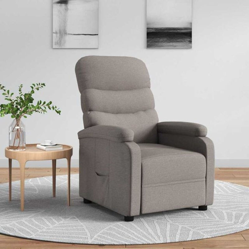 Vidaxl Relaxsessel aus Stoff in Taupe meliert und Grau mit Holz- und Metallgestell - Bild 1