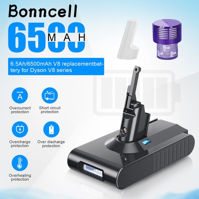 Bonacell Ersatzakku für Dyson V8 Absolute SV10 Akku mit 21,6 V und 6500 mAh - Bild 1