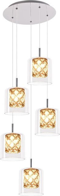 NETTLIFE Moderne Kristall Pendelleuchte aus Glas und Metall in Silber und Transparent mit verstellbarer Höhe und G9 Fassung - Bild 1